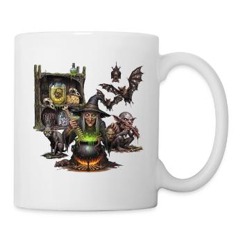 Dark Gothic Hexe und Bestien, Fantasy Kunst - Tasse - Weiß - Rechts