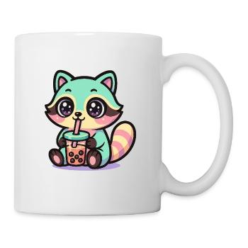 Kawaii Raccoon Drinking Boba Tea - Mug - white - Right