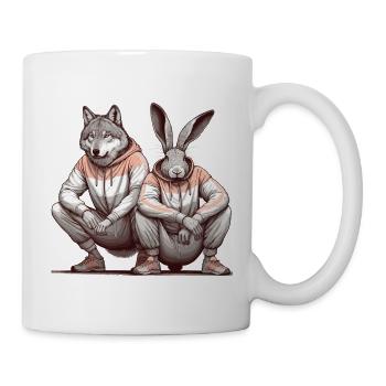 Slavic Squat Russian Squat Hare and Wolf Gift - Mug - white - Right