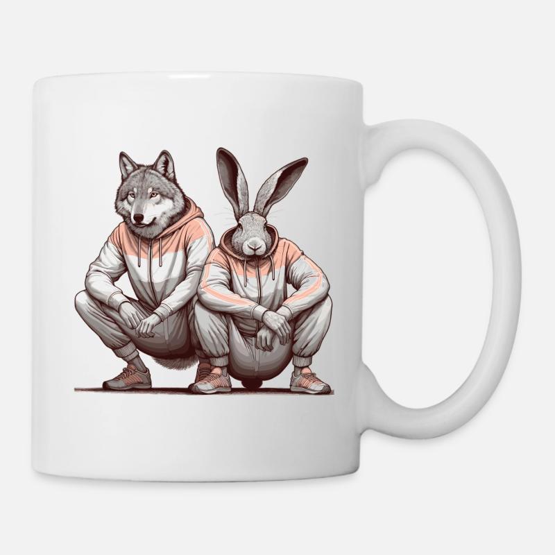 Squat slave Squat russe Lièvre et loup Cadeau - Mug blanc - blanc