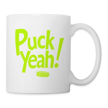 Puck Yeah Eishockey Spruch Hockey Puck Grafik - Tasse - Weiß - Rechts