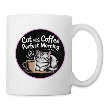 Chat et café Perfect Morning - Mug blanc - blanc - Droite