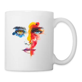 Farbporträt Portrait auf das wesentliche reduziert - Tasse - Weiß - Rechts