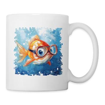 Goldfish with diving goggles - Mug - white - Right