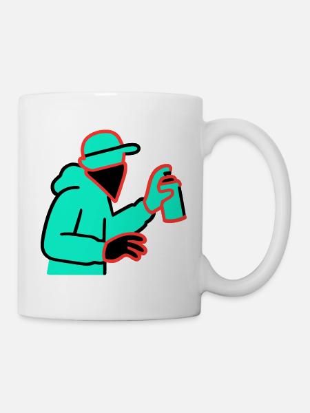 Neon Graffiti Sprayer - Tasse - Weiß