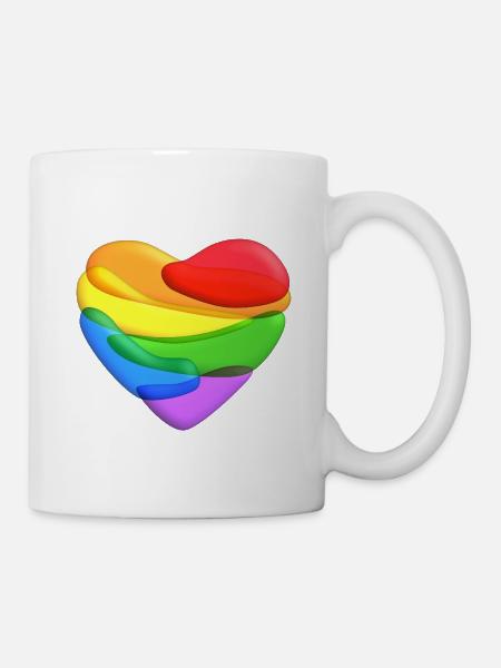 Coeur arc-en-ciel - Mug blanc - blanc