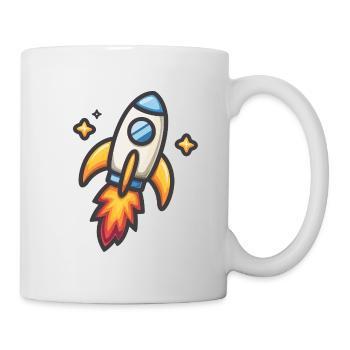 Raketenstart Cartoon Design - Tasse - Weiß - Rechts