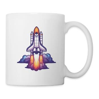 Cartoon rocket in flight - Mug - white - Right