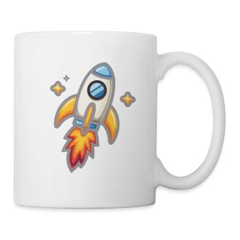 Cartoon rocket in neon style - Mug - white - Right