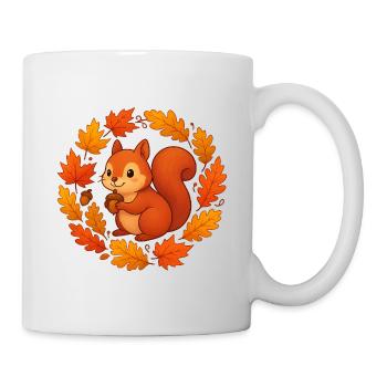 Autumnal squirrel in a wreath of leaves - Mug - white - Right