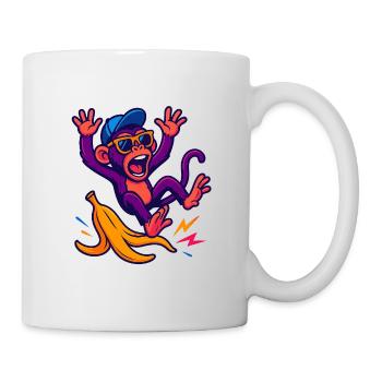 Neon monkey with banana - Mug - white - Right