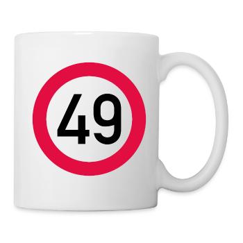 49e anniversaire Attention ! Panneau de signalisation 49 km/h - Mug blanc - blanc - Droite