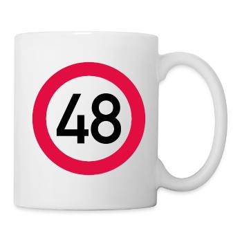 48. Geburtstag Achtung! Verkehrsschild 48 Km/h - Tasse - Weiß - Rechts