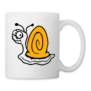 Schnecke ängstlich unsicher nach hinten gucken süß - Tasse - Weiß - Rechts