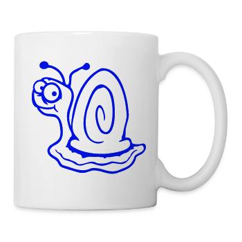 Schnecke ängstlich unsicher nach hinten gucken süß - Tasse - Weiß - Rechts