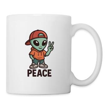Alien Peace Sign Streetwear - Mug blanc - blanc - Droite