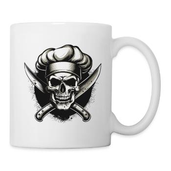 Schädel mit Kochmütze - Tasse - Weiß - Rechts