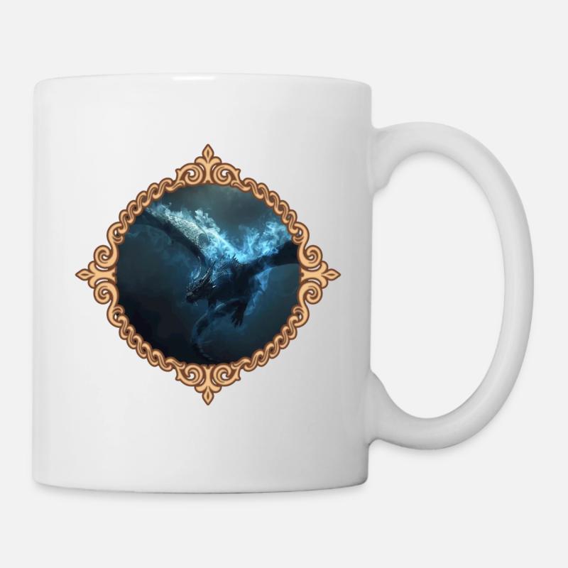 Drachen im Kristallrahmen - Tasse - Weiß
