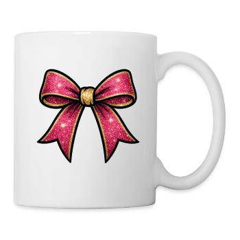 Pink glitter bow gold rim - Mug - white - Right