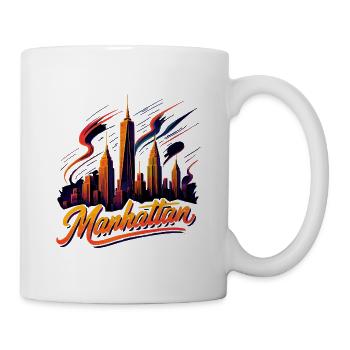 Manhattan City New York Skyline Neon Gift - Mug - white - Right