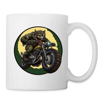 Werwolf-Biker unter Mondschein - Tasse - Weiß - Rechts