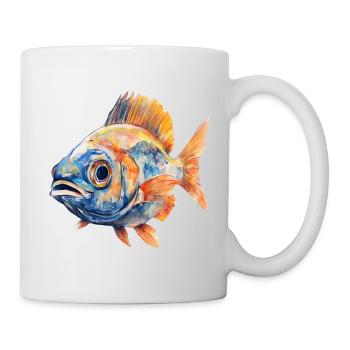 Aquarellfisch Farbexplosion - Tasse - Weiß - Rechts