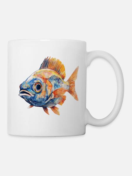 Aquarellfisch Farbexplosion - Tasse - Weiß