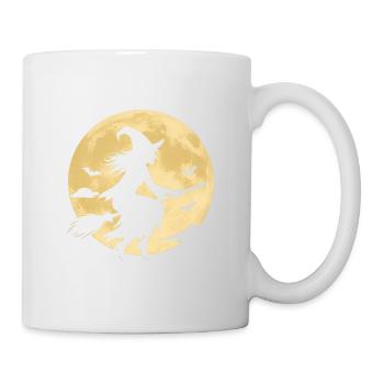 Mondschein Hexe auf Besen - Tasse - Weiß - Rechts