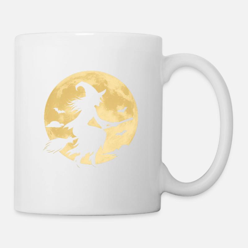 Moonlight Witch on Broom - Mug - white