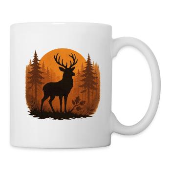 Hirschsilhouette Herbstwald - Tasse - Weiß - Rechts