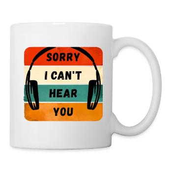 Sorry I Can't Hear You - Retro Headphones - Mug - white - Right