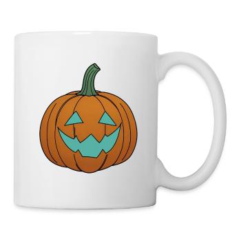 Pumpkin face in teal look - Mug - white - Right