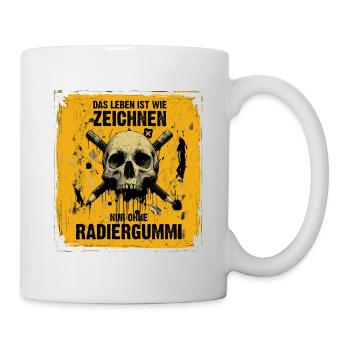 Schädel und gekreuzte Bleistifte - Tasse - Weiß - Rechts