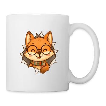 Fuchs Brille Schal Cartoon - Tasse - Weiß - Rechts