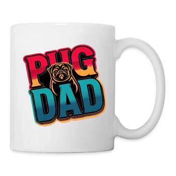 Mops Papa Retro Stil, Hund Papa - Tasse - Weiß - Rechts