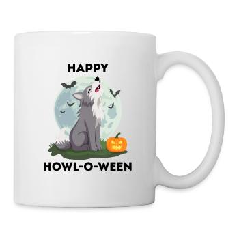 Happy Howl-o-ween – Wolf Halloween Wortspiel - Tasse - Weiß - Rechts