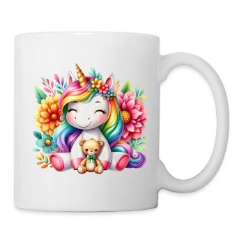 Regenbogen Einhorn Blumentraum - Tasse - Weiß - Rechts