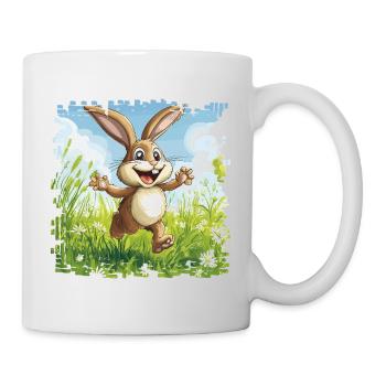 Lapin joyeux dans la prairie printanière - Mug blanc - blanc - Droite