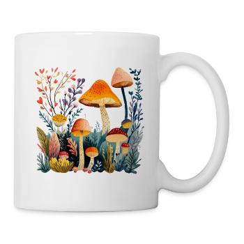 Waldpilz-Gruppe im Herbstwald - Tasse - Weiß - Rechts