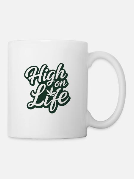 Cannabis, High, lustig  - Tasse - Weiß