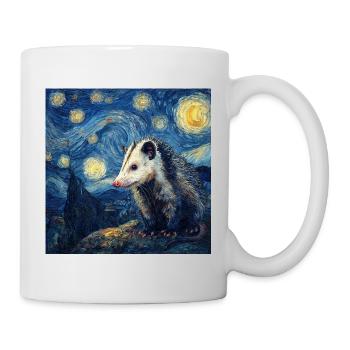 Opossum Van Gogh Sternennacht - Tasse - Weiß - Rechts