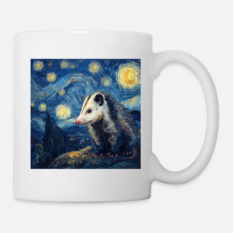Opossum Van Gogh Nuit étoilée - Mug blanc - blanc