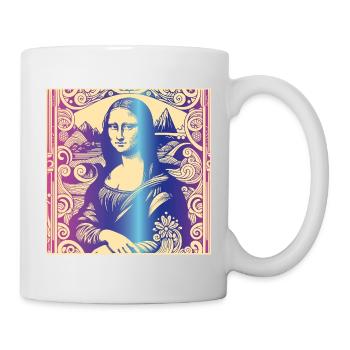 Woman portrait mona lisa rainbow modern paris - Mug - white - Right