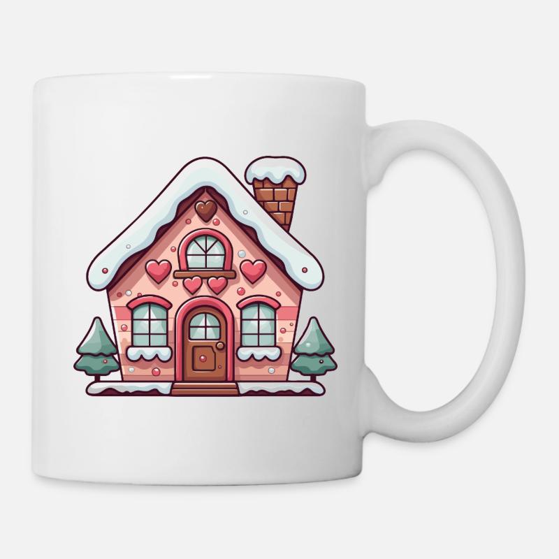 Herz Lebkuchenhaus Verschneiter Charme - Tasse - Weiß