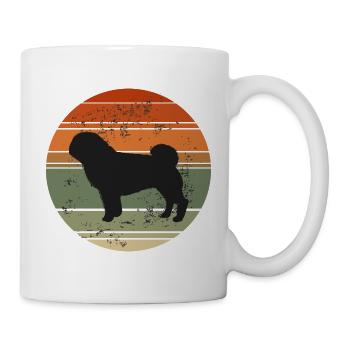 Retro Hundesilhouette Sonnenuntergang - Tasse - Weiß - Rechts