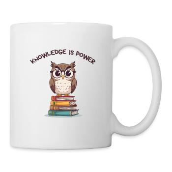 Knowledge is Power – Cute Owl on Books - Mug - white - Right