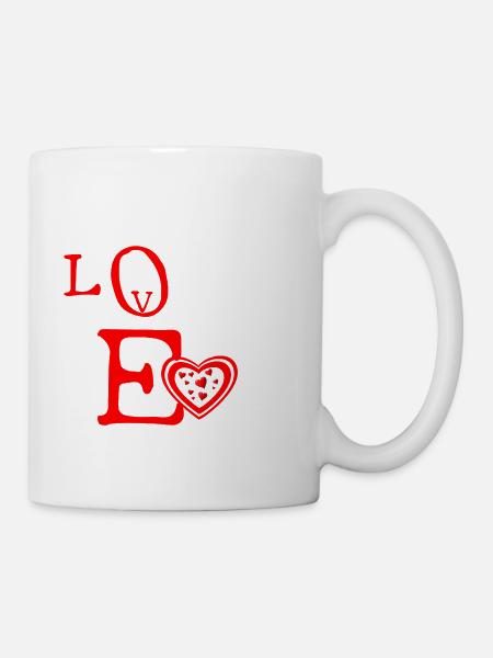 Liebesherz Buchstaben Emblem - Tasse - Weiß