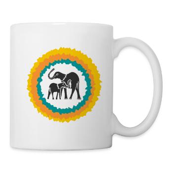 Elephant heart in a color wreath - Mug - white - Right