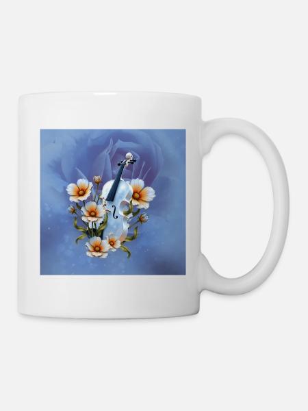 Celeste Geige mit Blumen - Tasse - Weiß