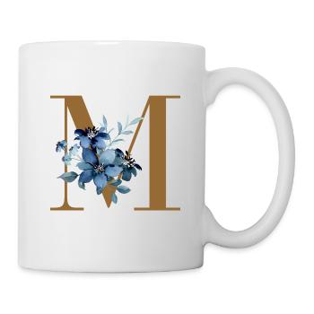 Monogram M with Blue Blossoms - Mug - white - Right